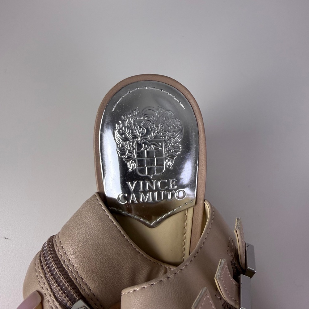 Vince Camuto Lyssia Leather Wedge Heels Open Toe Sandals‎ Tan US 8.5 EU 38.5 - Picture 3 of 8